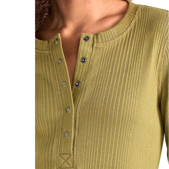 NWT Sweaty Betty Olive Green Ribbed Henley Long Sleeve Cotton Midi Dress Sz S - Picture 5 of 16